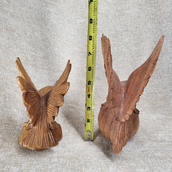Hand Crafted Art Vintage Solid Wood Hand Carved Bald Eagle Statues Poshmark